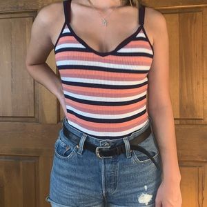 Striped body suit tank top